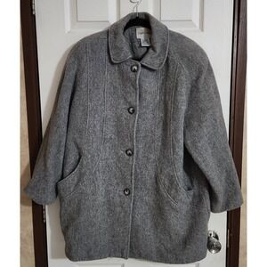 Vintage Cabin Creek Gray Wool Blend Size 14 Jacket Coat Button Front